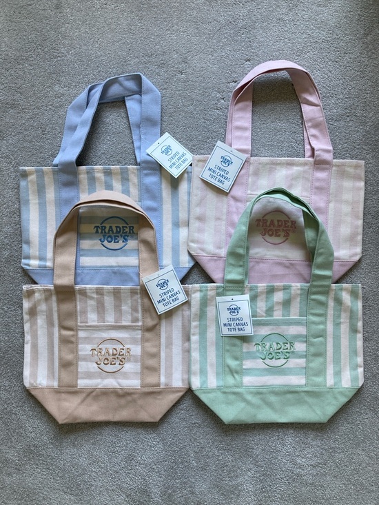 Trader Joe'S Handbags - Set of 4 | Trader Joe’s Mini Striped Canvas Tote Bags